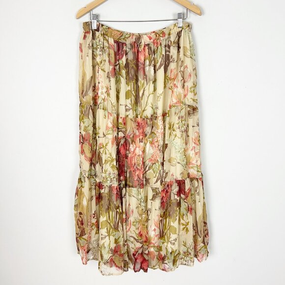 Women's Maxi Skirt Cottagecore Prairie Floral Fairy Flowy Y2K Size Large - Picture 4 of 6